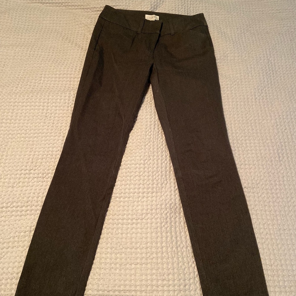 Loft Gray Skinny Ankle Work Pants